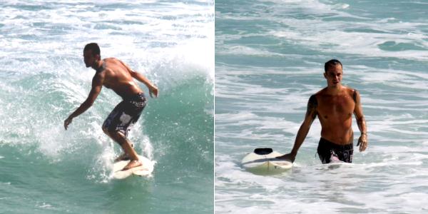 Paulo Vilhena é clicado surfando no Rio