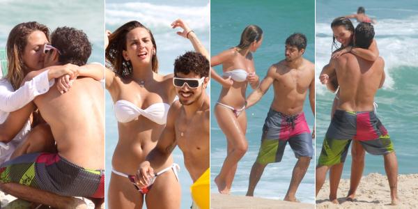 Caio Castro é clicado em clima de romance em praia do Rio