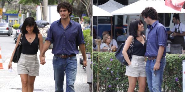 Daniele Suzuki almoça com o noivo em restaurante carioca