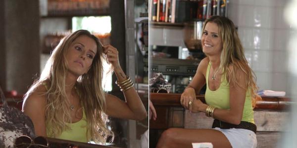 Exibindo novo visual, Deborah Secco grava cenas de Insensato Coração em restaurante