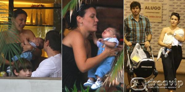 Juliana Knust passeia com o filho em shopping