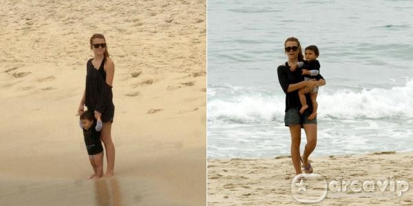 Mariah Rocha leva filho em praia