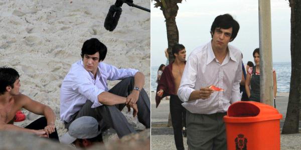 Mateus Solano grava filme na praia