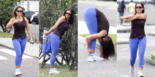 Nana Gouvêa é clicada se alongando no Rio