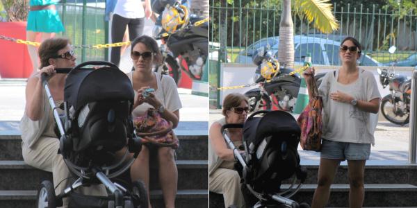 Juliana Knust passeia com o filho