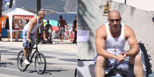 Vin Diesel é clicado andando de bicicleta no Rio