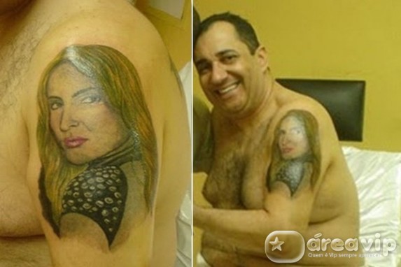 Kajuru tatua o rosto de Claudia Leitte no braço