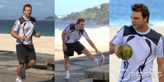 Cássio Reis se alonga e corre na orla do Rio