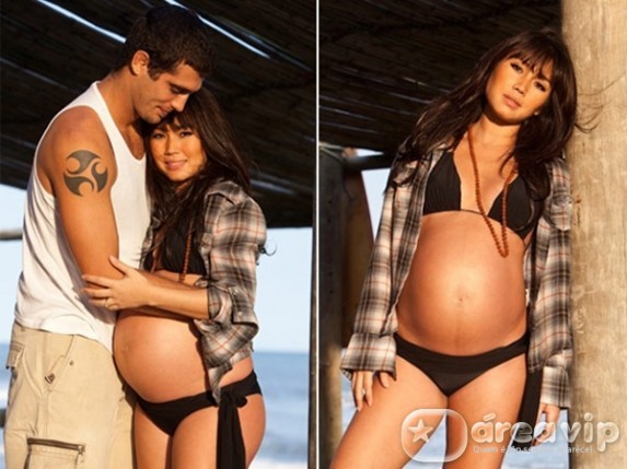 Após dar à luz, Daniele Suzuki mostra fotos com barrigão de 9 meses