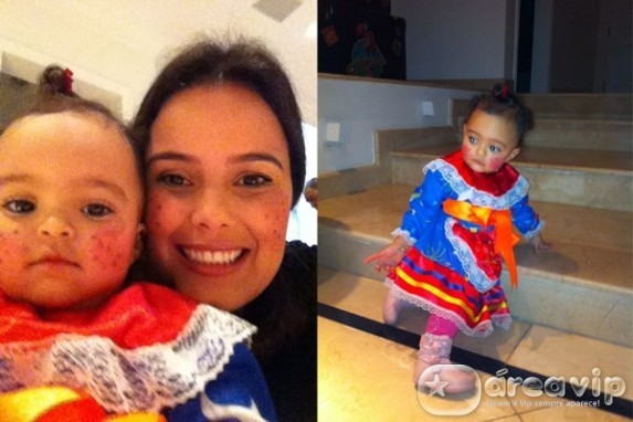 Luciele Di Camargo posta foto da filha vestida de caipirinha