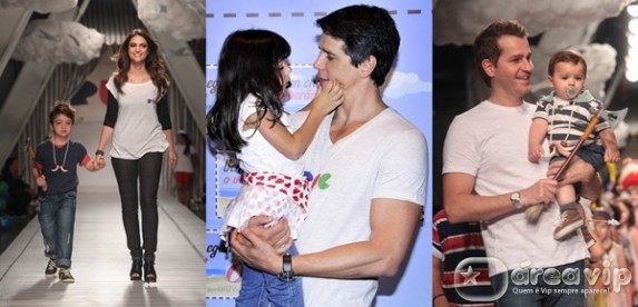 Famosos participam de desfile com os filhos