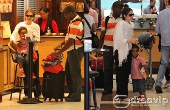 Drica Moraes é clicada em aeroporto com o filho