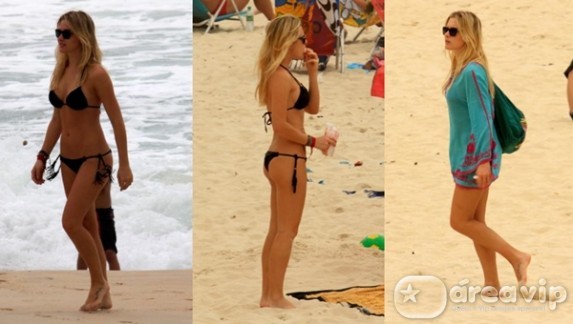 Exibindo ótima forma, Fiorella Mattheis curte praia no Rio