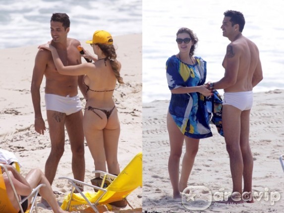 Latino aproveita a praia com a namorada no Rio