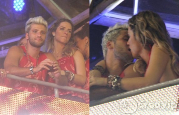 Bruno Gagliasso e Giovanna Ewbank são clicados ais beijos em camarote