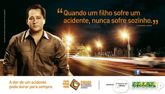 Após acidente do filho, Leonardo participa de campanha de trânsito