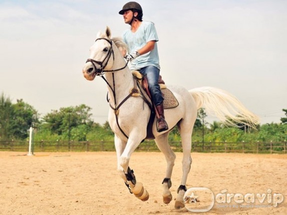Rodrigo Lombardi pratica equitação para novela ‘Salve Jorge’