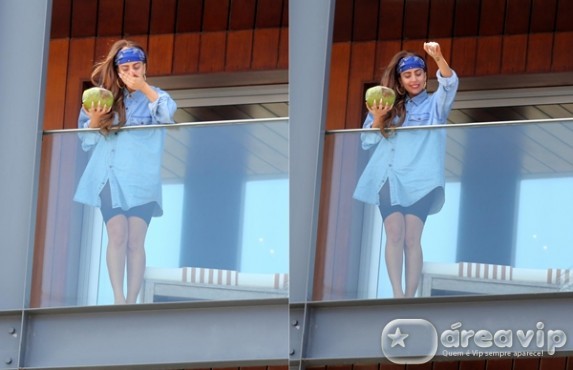 Lady Gaga aparece em sacada de hotel no Rio