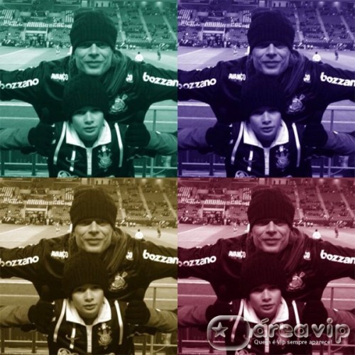Fábio Assunção publica foto com o filho em jogo do Corinthians no Japão