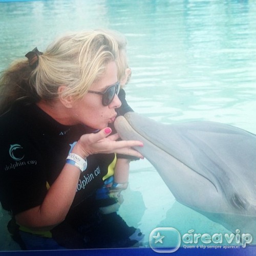Adriane Galisteu posta foto beijando golfinho