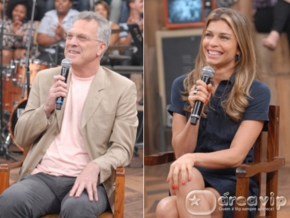 Grazi Massafera e Pedro Bial se encontram no ‘Altas Horas’