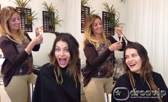 Isabelli Fontana faz tratamento com vela no cabelo