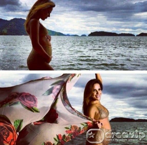 Zezé di Camargo posta foto de Wanessa exibindo a barriguinha de grávida
