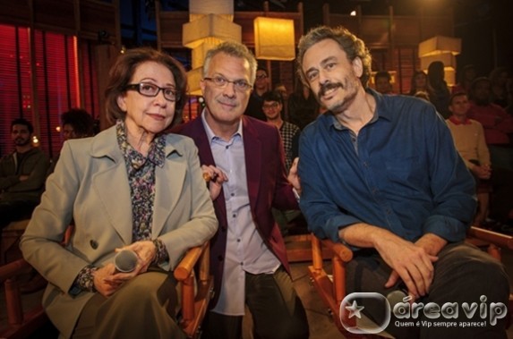 Fernanda Montenegro, Pedro Bial e Guilherme Fiuza Globo/Alex Carvalho