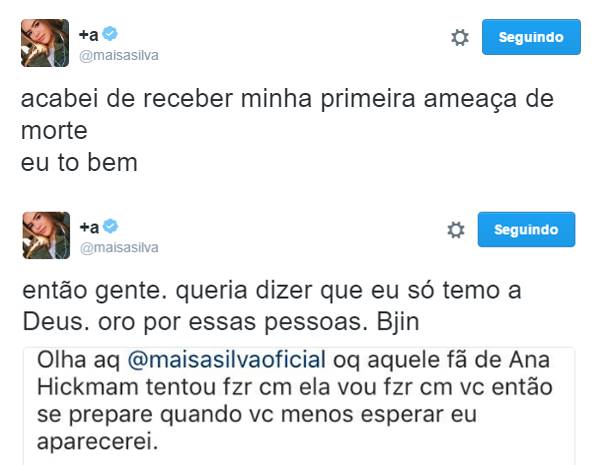 Twitter - Maisa Silva Reprodução