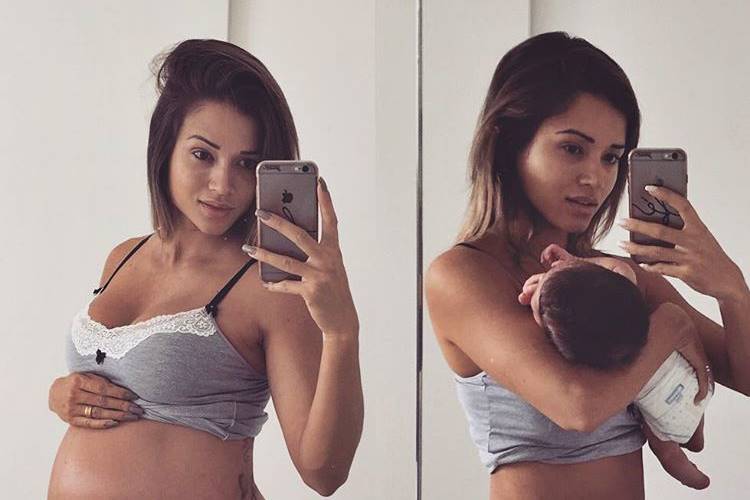 Aryane Steinkopf compara corpo de antes e depois da gestação