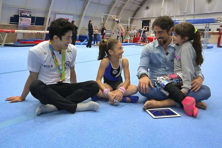 Marcos Mion e a filha realizam o sonho de ginasta de 10 anos em quadro do ‘Legendários’