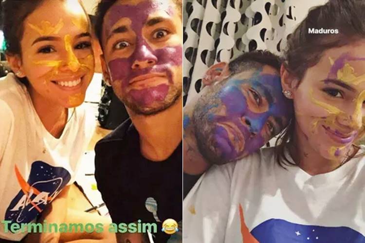 Bruna Marquezine e Neymar aparecem com rostos pintados em rede social