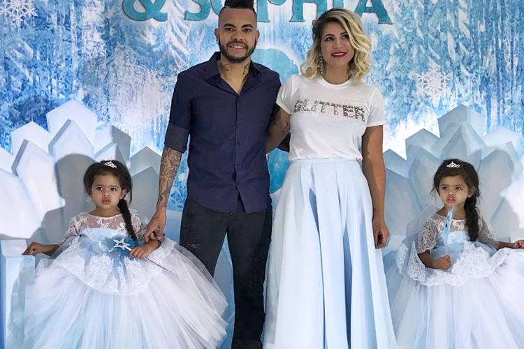 Dentinho e Dani Souza festejam os 3 anos das filhas em grande estilo