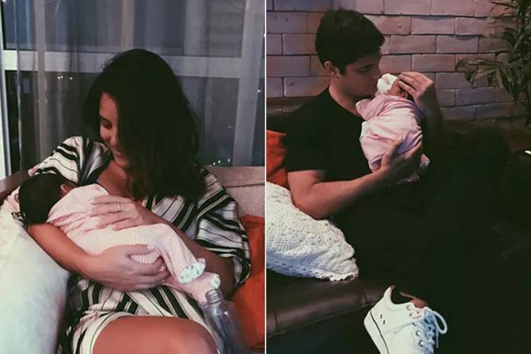 Yanna Lavigne e Bruno Gissoni aparecem paparicando a filha Madalena