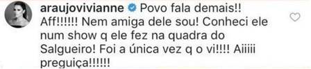 Comentário de Viviane Araújo (Reprodução/Instagram)