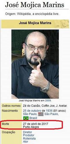 Post - Zé do caixão Post - Zé do caixão/Reprodução