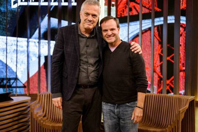 Pedro Bial e Rubinho Barrichello (Globo/Ramón Vasconcelos)