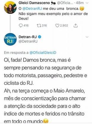 Twitter - Gleici e Detran