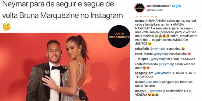 Neymar explica por que parou de seguir Bruna/Instagram