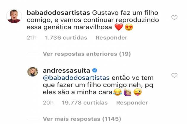 Comentário de Andressa Suita/Instagram