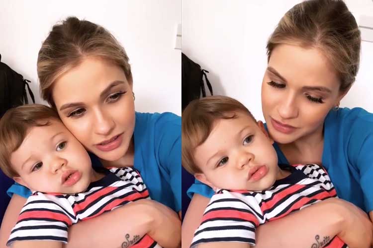 Andressa Suita, esposa de Gusttavo Lima, canta música para o filho e emociona