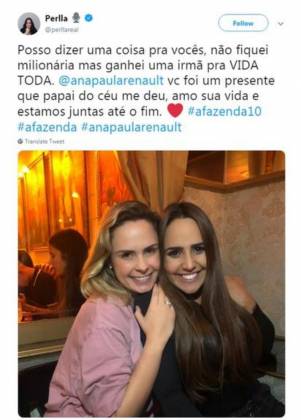 Publicação de Perlla/Twitter