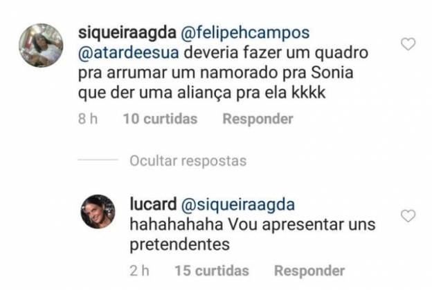Resposta Lu Cardoso - Reprodução/Instagram