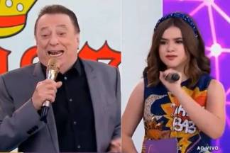 Raul Gil e Maísa Silva no Teleton