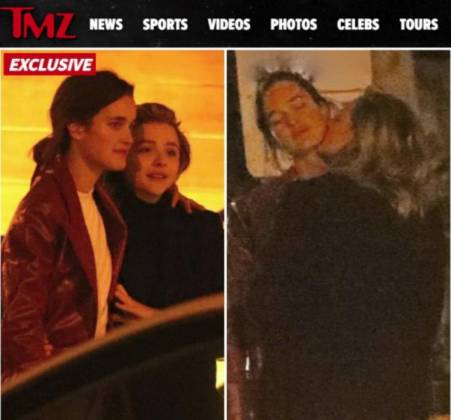 Chloe Grace Moretz e Kate Harrison aos beijos - Reprodução/TMZ