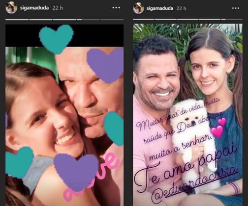 Eduardo Costa com a filha/Instagram