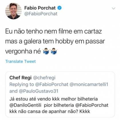 Fábio Porchat rebatendo comentário - Reprodução/Instagram