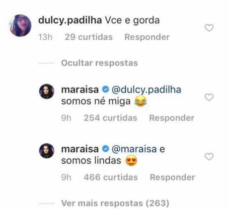 Comentário Maraísa - Reprodução/Instagram