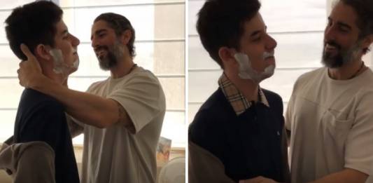 Marcos Mion e o filho Romeu, fruto de seu relacionamento com Suzanna Gullo/Reprodução