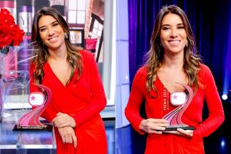 Rebeca Abravanel recebe troféu Prêmio Área VIP (Gabriel Cardoso/SBT)